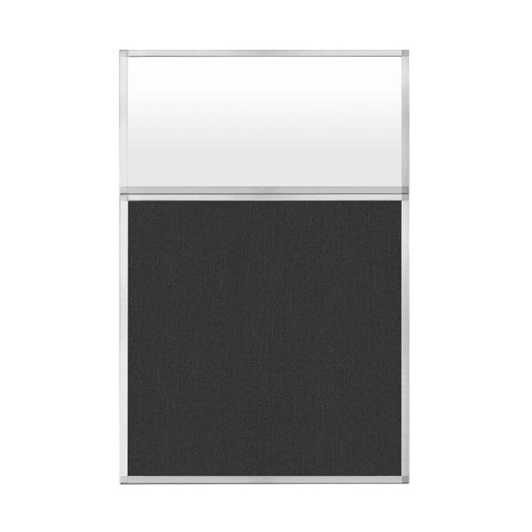Hush Panel Configurable Cubicle Partition 4' x 6' W/ Window Black Fabric Frosted Window